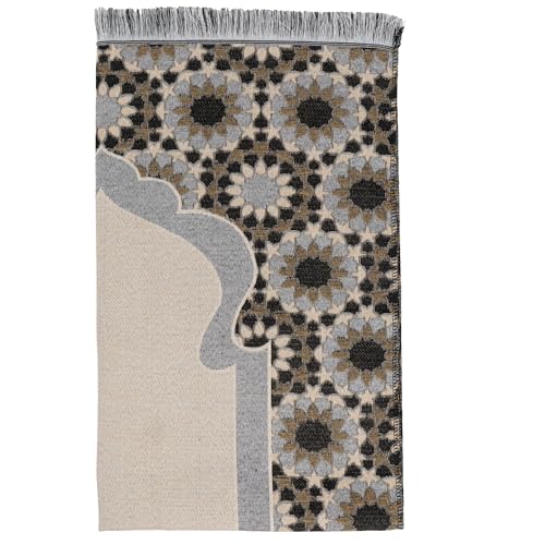 Modefa Turkish Travel Prayer Mat - Muslim Prayer Rug - Thin Woven Cotton Traditional Janamaz Sejjadah for Men Women - Prayer Matt Islam Praying Mat Stargazer (Black) - color: Black