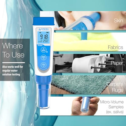 Apera Instruments, LLC-AI312 Apera Instruments Premium Series PH60F Flat pH Pocket Tester Kit for Surface pH Test e.g. Skin, Textiles, Paper, etc, ±0.01 pH Accuracy - style: For Flat Surface Test