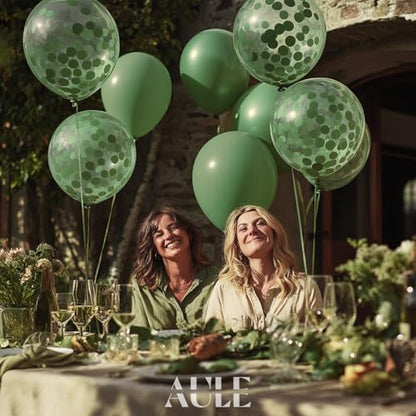 AULE Party Balloons Pack of 42-12in Sage Green Confetti Balloons & Sage Green Latex Balloons and 64ft Ribbons-12 Inches Balloons Decorations set - color: Sage Green