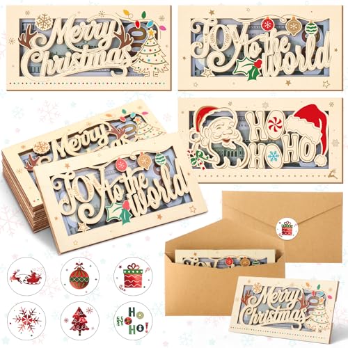 Capoda 6 Pcs Fashional Wooden Money Holder Cards Christmas Cash Gift Box - style: Fashional