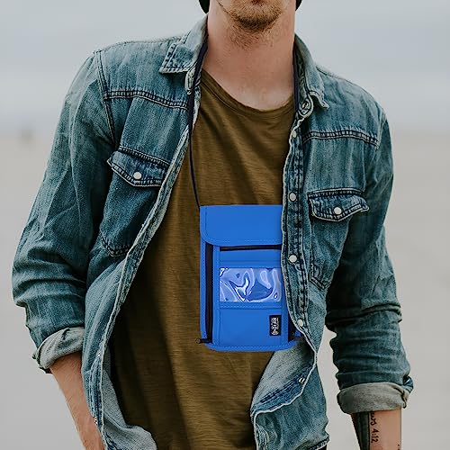 Travel Neck Wallet with RFID Blocking – Passport Holder Organizer Neck Pouch – Portable Easy to Conceal Travel Pouch (PVC Blue) - color: PVC Blue