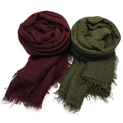 Women Scarf Shawl for All Season 3PCS Scarve Wrap Scarve. - color: Navy Blue, Wine Red, Army Green
