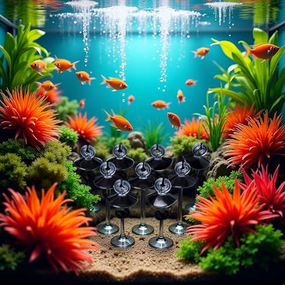 10 Pcs Transparent Aquarium Suction Cup, Plastic Sucker with Clips Fish for Tank Pipe Hose Tube Holder Fish Tank Suction Cups Aquarium Air Pump Accessories (1.2in)