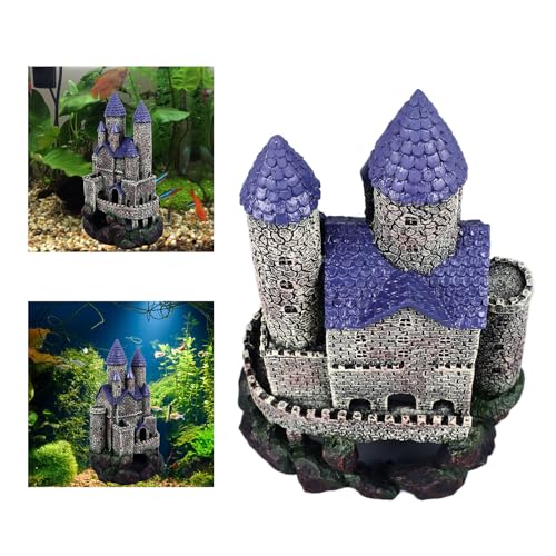 Aquarium Castle Decoration, Fish Castle Ornament, Simulated Hideout Cave with Simulation, and for Freshwater Saltwater Fish Decor
