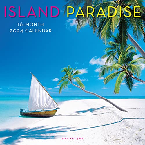 Graphique 2024 Island Paradise Wall Calendar | 12” x 12” | Thick Paper | Home & Office Organizer | Large Monthly Grid | 3 Languages & Marked Holidays | 4 Month Preview Page for 2025 - color: Island Paradise, style: OLD 2024