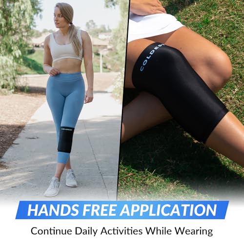 Coldest Knee Ice Pack 360 - Knee Pain Relief Compression, Reusable Gel Ice wrap for Leg Injuries, Swelling, Knee Replacement Surgery, Cold Compress Therapy for Arthritis, Meniscus Tear and ACL (Small) - size: Small