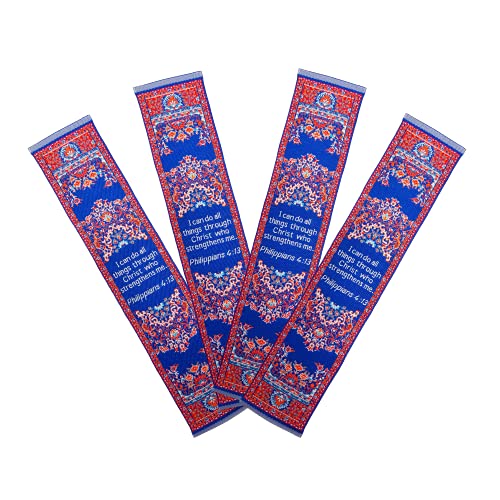 I Can Do All Things, Bulk Pack of 4 Woven Fabric Bible Verse Bookmarks, Silky Soft & Flexible Religious Bookmarkers for Novels Books & Bibles, Memory Verse Gift, Traditional Turkish Woven Design - color: I Can Do All Things - 4 Pack