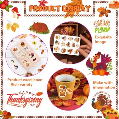 480PCS Happy Thanksgiving Stickers, Thanksgiving Turkey Pumpkin, Fall Decor - style: Thanksgiving