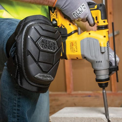 KLEIN TOOLS 60895 Knee Pads for Men and Women, Heavy Duty Semi-Round Stabilizer Gel Knee Pads with Adjustable Elastic Straps, for Construction, Flooring, Gardening, Black - size: Stabilizer