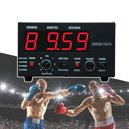 Portable Gym Timer, Boxing Interval Timer with Time Progress Bar, Adjustable Time, Frequency and Sound, Fitness Timer Clock for Muay Thai/MMA/Kickboxing,Red - color: Red