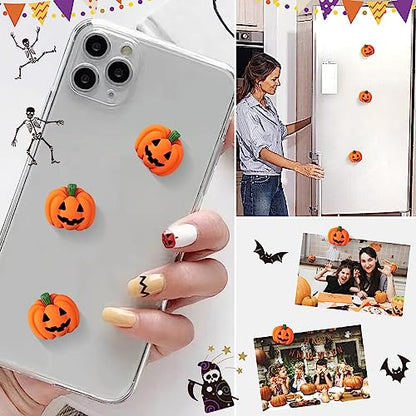 60 Pcs Halloween Resin Charms Pumpkin, DIY Mini Flatback Charms Pumpkin | Grimace Smile Pumpkins Miniature for Halloween Meeting, Phone Case, Fridge Table Decoration - style: MiniPumpkin 60PCS