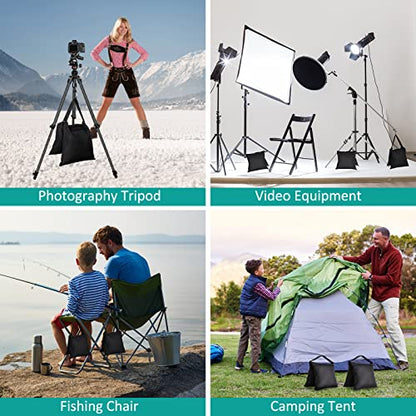Aimosen 4 Packs Sandbags Weight Bags for Light Stand Photography Video Equipment, Heavy Duty Saddlebag for Backdrop Stand, Photo Tripod, Canopy, Pop up Tent, Umbrella Base, Fishing Chair, Picnic Table - color: Black