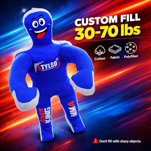 Unfilled Wrestling Dummy for Kids – Youth Grappling Dummy BJJ, MMA, Jiu Jitsu & Judo Training Partner – Durable Martial Arts Practice Buddy - color: Blue, size: 3ft / 36"