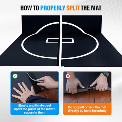 Wrestling Mat, 3cm Thick Foldable Gym Mat with Competition Circle Mark for BJJ Jiu Jitsu MMA Taekwondo Martial Arts - size: 10ft x 10ft x 1.25inch