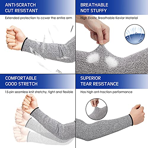 Geyoga 2 Pairs Arm Sleeves Guards Skin Protectors,X-Large;Hppe;Gray - color: Gray, size: X-Large, style: Hppe