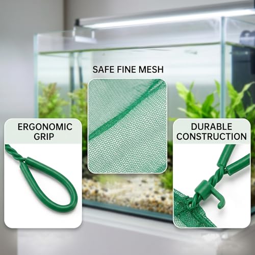 Fish Net for Fish Tank, Aquarium Net Set of Five, Easy Fish Catching and Tank Maintenance, Durable Fish Net with Fine Mesh Design, Essential Aquarium Accessories for Keepers