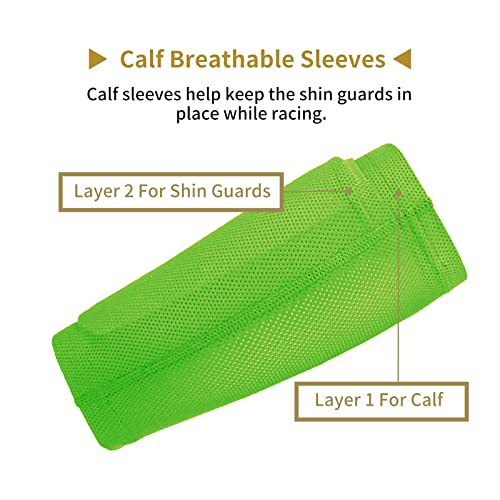 AIMISICAR Kids Youth Soccer Shin Guards with Sleeves for 3-15 Years Old - color: Green, size: M ( 3'10" - 4'4" Tall )