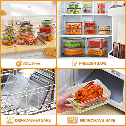 HOMETALL 52 Piece Airtight Food Storage Containers Set with Lids (26 Containers & 26 Lids),100% Leakproof Plastic Meal Prep Container Reusable, BPA Free Kitchen and Pantry Organization - Labels & Pen | 100% Leakproof Plastic Meal-Prep Containers Reusable(