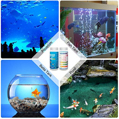 Aquarium Test Strips for Freshwater Fish: 7 in 1 Fish Tank Water Testing Kit for Aquarium Pond - Accurate Testing Nitrate Nitrite Hardness Free Chlorine pH Carbonate Total Alkalinity-100 Strips - size: 7 in 1 - 100 Count