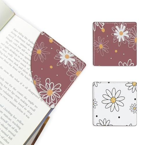 2 Pack Flower Leather Book Corner Bookmark, Durable Handmade Reading Accessories - Gifts for Readers, Women, Men, Teachers, Students 7 - color: 2pack-flower 7