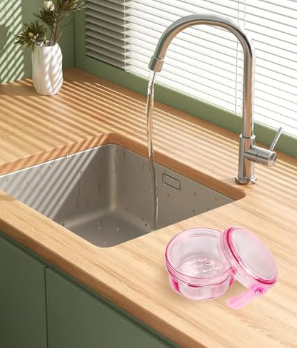 No Leak Non-Slip Denture Case with Strainer & Brush, for Retainer & False Teeth, Dishwasher Safe, Transparent Pink - color: Transparent Pink