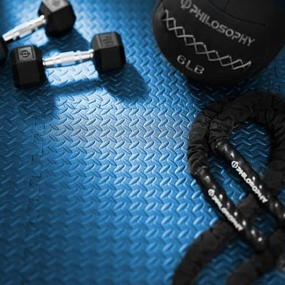 Philosophy Gym Pack of 30 Exercise Flooring Mats - 24 x 24 Inch Foam Rubber Interlocking Puzzle Floor Tiles - Blue - color: 120 Sq Ft, 1/2" Thick - Blue
