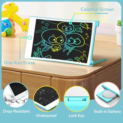 TECJOE 4 Pack LCD Writing Tablet for Kids, 8.5 Inch Toddlers Drawing Tablet - color: Blue & Pink & Yellow & Purple