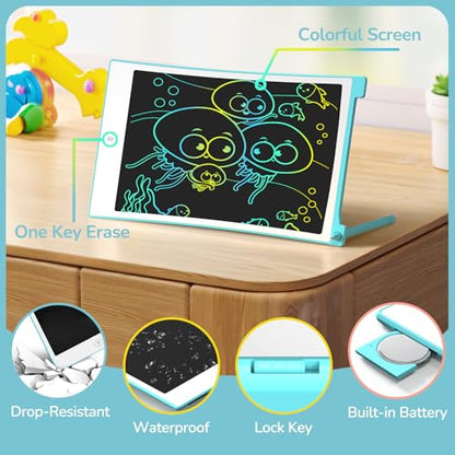 TECJOE 4 Pack LCD Writing Tablet for Kids, 8.5 Inch Toddlers Drawing Tablet - color: Blue & Pink & Yellow & Purple