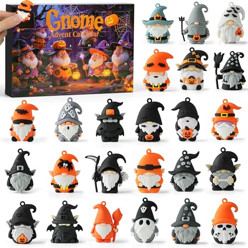 Gnome Advent Calendar 2026,Halloween Countdown Advent Calendar,Advent Calendar,with 24 Gnome Collectible Figures,Halloween Advent Calendars Gift kids Teen Adults - color: orange