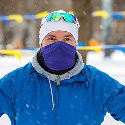 Polar Fleece Neck Warmer - Windproof Winter Neck Gaiter Cold Weather Face Mask For Men Women - 1 Pack - color: 1 Pack Bright Blue