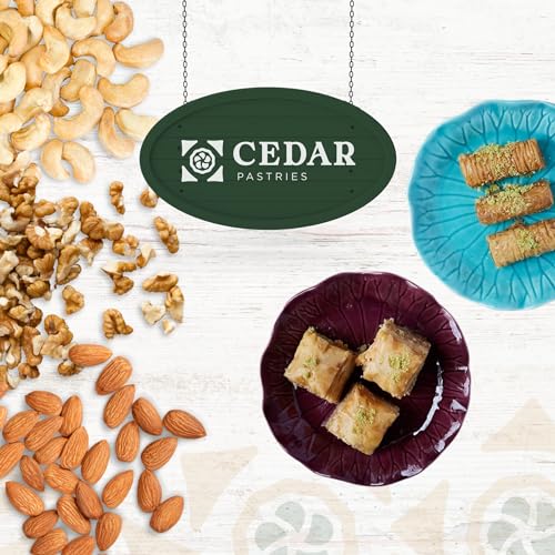 Cedar Pastries 19 Piece Baklava Assortment – Mediterranean Dessert Gift Box – Pistachio, Cashew & Walnut Phyllo Pastries – Gourmet Middle Eastern Sweets – Kosher & Halal Certified - size: 16 Ounce (Pack of 1)