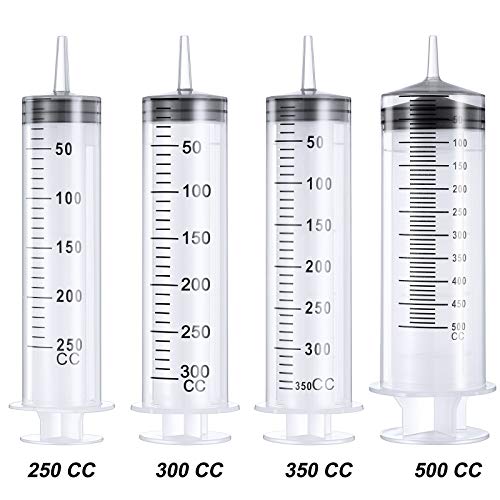 BBTO 2 Pieces Large Plastic Syringe with Tube 40 Inch Handy Plastic Tubing and Connections for Scientific Lab,Glue Dispensing,Watering,Refilling,Feeding and Measuring(300 ML) - size: 300 ML