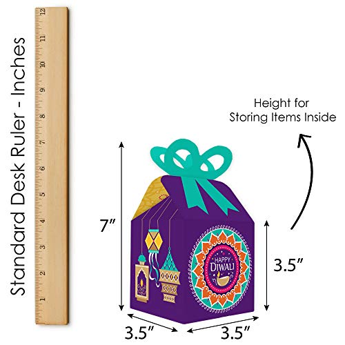 Big Dot of Happiness Happy Diwali - Square Favor Gift Boxes - Festival of Lights Party Bow Boxes - Set of 12