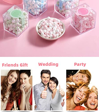 Acrylic Candy Box with Lid Small Clear Acrylic Square Cube Plastic Storage Box for Birthday Party Favor - size: 1.8 x 1.8 x 1.8 Inch