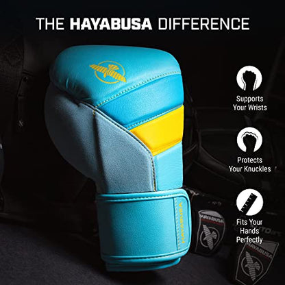 Hayabusa T3 Boxing Gloves - Sparring | Sparring Gloves, Muay Thai Gloves, Kickboxing Gloves, Heavy Bag Gloves, Boxing Gloves for Men and Women, Boxing Gloves - color: Blue/Yellow, size: 12oz