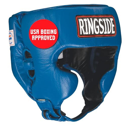 Ringside Competition Boxing Muay Thai MMA Sparring Head Protection Headgear with Cheeks - color: Blue, size: Small