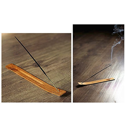 TRENDBOX 10pcs Handmade Plain Wood Wooden Incense Stick Holder Burner Ash Catcher Natural Design Buddhist - size: 10 pcs