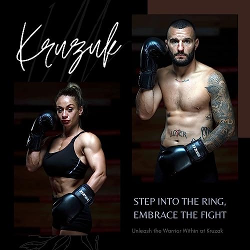 Kruzak Boxing Gloves for Men & Women, Sparring & Kickboxing Gloves, Muay Thai & MMA Gloves, 8-16 oz - color: Black, size: 8 oz
