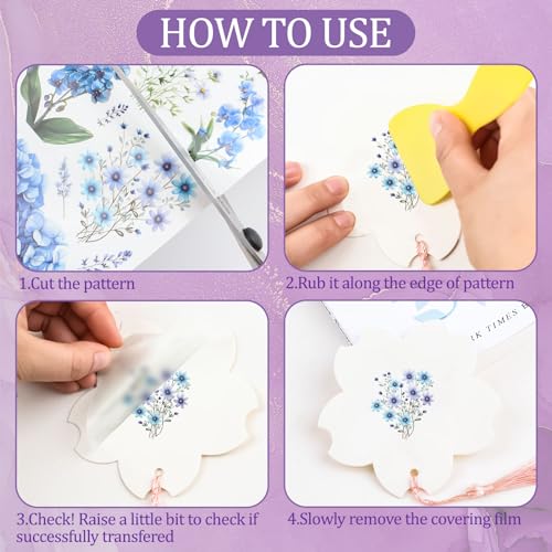 WANDIC 10 Sheets Rub On Transfer Sticker, Mixed Flower Stickers for DIY Scrapbooking Photo Albums Furniture,11.8 * 3.9in - color: Sunflower