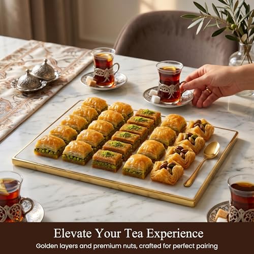 ANDY ANAND CHOCOLATIER Sugar Free Baklava - Turkish Baklava Pastry With Nuts, Delicious Edible Gift Box with Pistachio, Walnut & Hazelnut, Gourmet Assorted Flavor Snack Box (26 Pcs, 8.8 Oz)