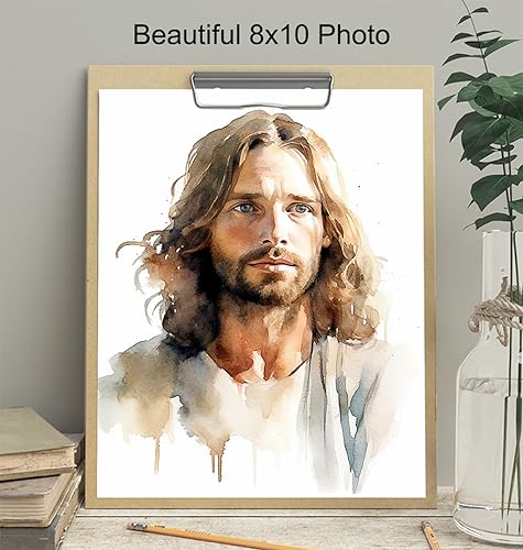 Jesus Christ Christian Wall Decor - Jesus Poster, Picture, Painting - Religious Wall Art - inspiring Christian Gifts for Women, Men - Spirituality Inspiration, Prayer, Psalms, Blessing Art Print