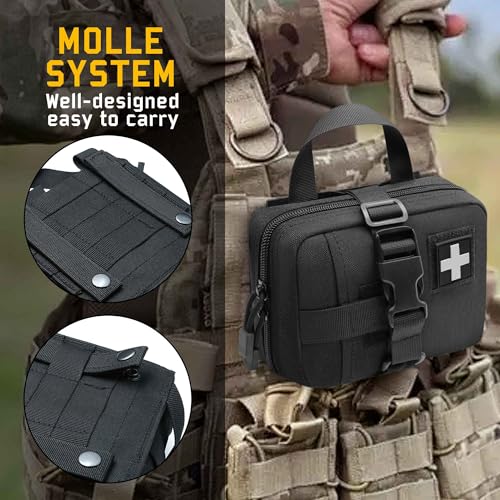 Upgrade Molle Rip Away Ifak Pouch, Tactical Small Belt First Aid Pouch Medical Utility EMT Pouch Only - color: BLACK