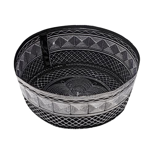 Muslim Prayer Kufi Hat for Men Boys Islamic Beanie Skull Cap Prayer Headwear Embroidery Kofia Topi Sun Hat Ramadan Eid Gift - color: White, Chain Embroidery