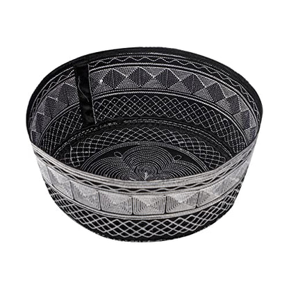 Muslim Prayer Kufi Hat for Men Boys Islamic Beanie Skull Cap Prayer Headwear Embroidery Kofia Topi Sun Hat Ramadan Eid Gift - color: White, Chain Embroidery