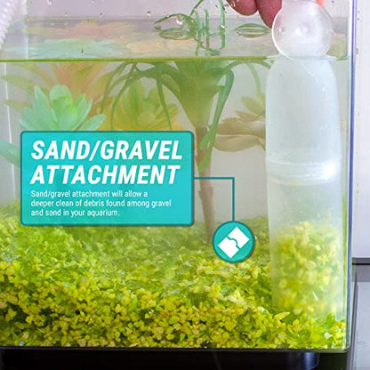 TERA PUMP - TRFTCLN-XL BPA-Free Gravel Cleaner Aquarium Water Changer | Clip, Suction Cup, Flow Managing Clip, Quick & Easy Assembly, Long 120 inch Nozzle Manual Water Pump, ( 20-50 Gallon Tank ) - size: X-Large