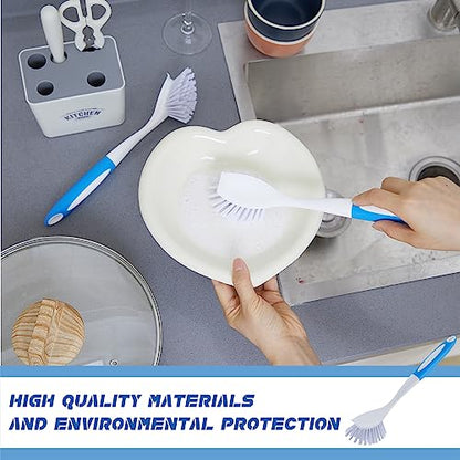 Hsei 20 Pcs Blue Kitchen Scrub Dish Brush Bulk with 11 Inch Anti Slip Handle Cleaning Dish Scrubber with Stiff Bristles Washing Scrub Brushes for Housekeeping for Pots and Pans, Kitchen Sink - color: Blue