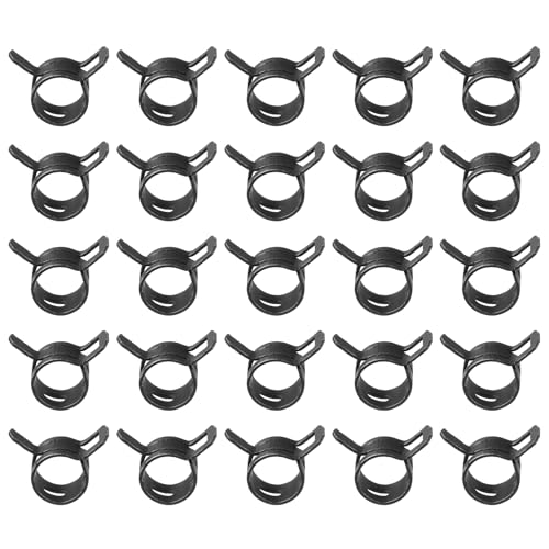 PATIKIL Spring Band Hose Pipe Clamps for 11-12.6mm OD Hose, 25 Pack Silicone Vacuum Constant Tension Band Clips for Fuel Line Silicone Air Hose Tube Water Pipe, Black - color: Black, size: 11-12.6mm