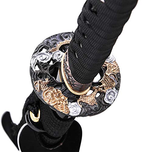 siwode Katana Handmade Full Tang Sharp, Alloy Tsuba Japanese Samurai Sword High Carbon Steel 1060,T10 1095, 40-Inch - color: Cloudy-Dragen
