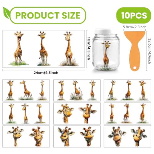 arricraft 10 Pcs Funny Giraffe Theme PVC Cup Transfer Stickers, Grass Giraffe Pattern UV Waterproof Cup Sticker for 16 oz Glasses Window Home Printing Decoration 24x11cm - style: Funny Giraffe Theme