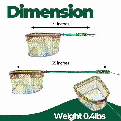 Kids Fishing Net - Extendable Telescopic Landing Net for Boy Girl Children Catching Small Fish Crab Shrimp Minnow Dragonfly Beach Pier Lake River Ocean - color: Style2 2 Pack (Green + Green)